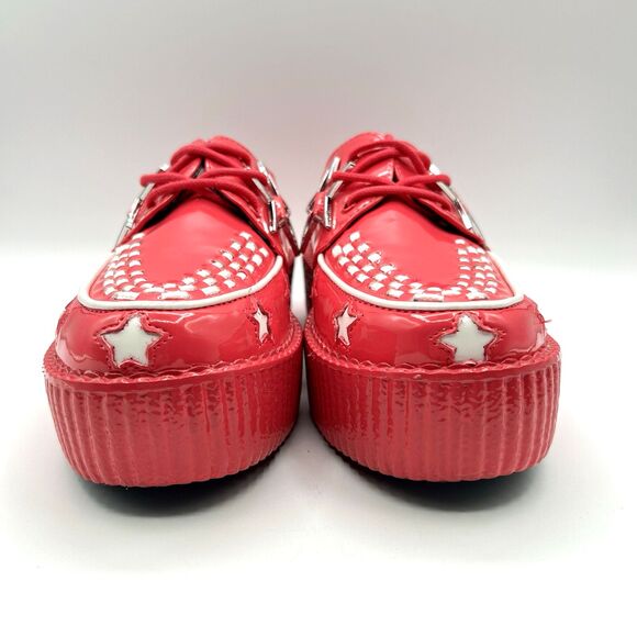 T.U.K. Pink & White Star Viva Mondo Creeper Bold Iconic Platform Vegan Sz 7 - Picture 5 of 13